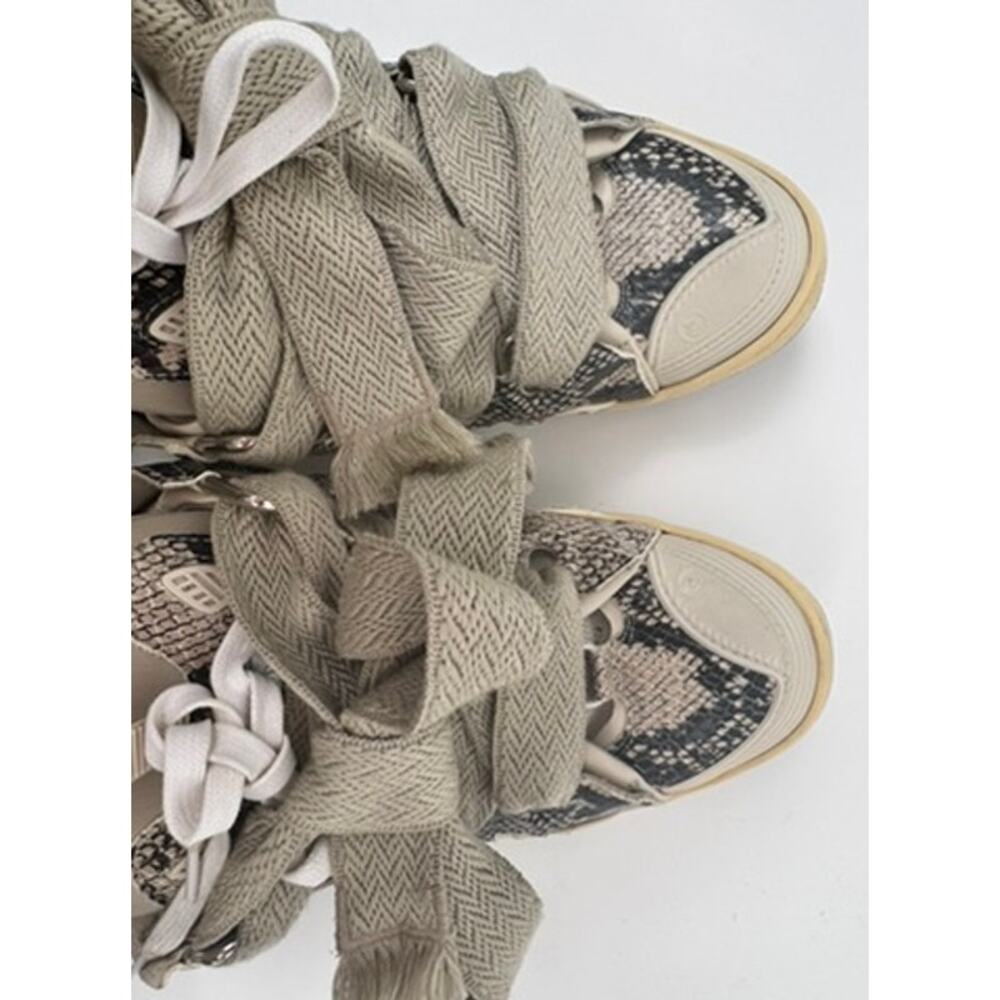 Men's Lanvin Beige Python Print Curb Sneakers Siz… - image 9